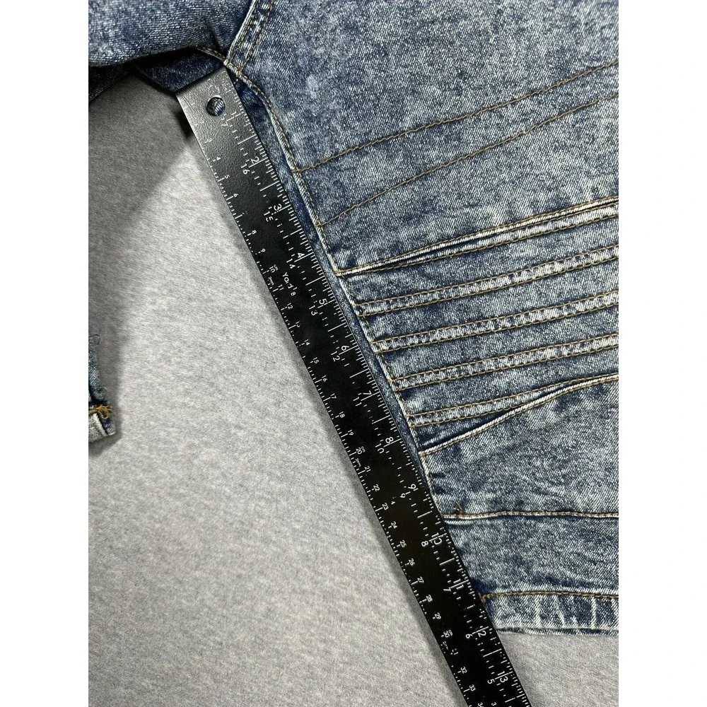 Rocawear Distressed Moto Jean Shorts Mens Size 38 STRETCH Slim Blue‎ Y2k Grunge